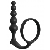 Черная анальная цепочка с эрекционным кольцом Ass-gasm Cockring Anal Beads - Pipedream - в Ельце купить с доставкой