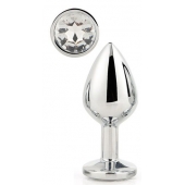 Серебристая анальная втулка с прозрачным кристаллом - 7,1 см. - Dream Toys - купить с доставкой в Ельце