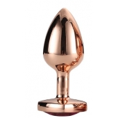 Золотистая анальная втулка с кристаллом-сердечком розового цвета - 7,1 см. - Dream Toys - купить с доставкой в Ельце