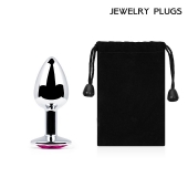Серебристая анальная пробка с малиновым кристаллом - 7,2 см. - Anal Jewelry Plug - купить с доставкой в Ельце