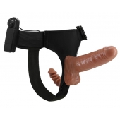 Страпон с вагинальной пробкой и вибрацией Ultra Passionate Harness - 16 см. - Baile - купить с доставкой в Ельце