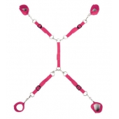 Ярко-розовый набор фиксаций на кровати Classic Bed Spreader - Lux Fetish - купить с доставкой в Ельце