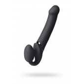 Черный безремневой вибрострапон Vibrating Bendable Strap-On L - Strap-on-me - купить с доставкой в Ельце