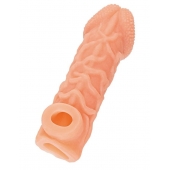 Телесная закрытая насадка с венками Cock Sleeve Size S - 13,8 см. - KOKOS - в Ельце купить с доставкой