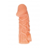 Телесная закрытая насадка с венками Cock Sleeve Size L - 17,6 см. - KOKOS - в Ельце купить с доставкой