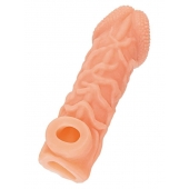 Телесная закрытая насадка с венками Cock Sleeve Size L - 17,6 см. - KOKOS - в Ельце купить с доставкой
