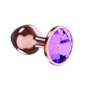 Пробка цвета розового золота с фиолетовым кристаллом Diamond Amethyst Shine L - 8,3 см. - Lola Games - купить с доставкой в Ельце