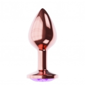 Пробка цвета розового золота с фиолетовым кристаллом Diamond Amethyst Shine L - 8,3 см. - Lola Games - купить с доставкой в Ельце