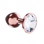 Пробка цвета розового золота с прозрачным кристаллом Diamond Moonstone Shine L - 8,3 см. - Lola Games - купить с доставкой в Ельце