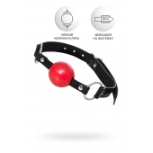 Красный кляп-шар на черных ремешках Anonymo - ToyFa - купить с доставкой в Ельце