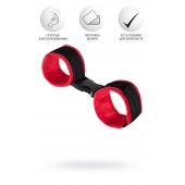 Красно-черные велюровые наручники Anonymo - ToyFa - купить с доставкой в Ельце