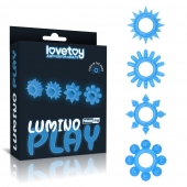 Набор из 4 голубых, светящихся в темноте эрекционных колец Lumino Play - Lovetoy - в Ельце купить с доставкой