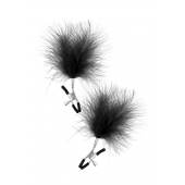 Зажимы на соски с черными пуховыми кисточками Sweet Caress Feather Nipple Clumps - Sweet Caress - купить с доставкой в Ельце