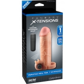 Телесная вибронасадка с кольцом  Vibrating Real Feel 1 Extension - 14 см. - Pipedream - в Ельце купить с доставкой