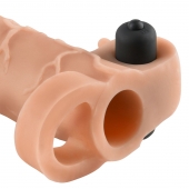 Телесная вибронасадка с кольцом Vibrating Real Feel 2 Extension - 16 см. - Pipedream - в Ельце купить с доставкой