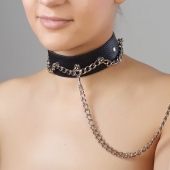 Чёрный ошейник из натуральной кожи - Sitabella - купить с доставкой в Ельце