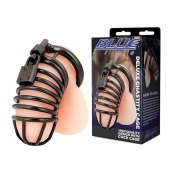Черная металлическая клетка с замком Deluxe Chastity Cage - BlueLine - купить с доставкой в Ельце