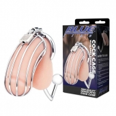 Серебристая металлическая клетка с анальным стимулятором Cock Cage - BlueLine - купить с доставкой в Ельце