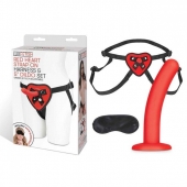 Красный поясной фаллоимитатор Red Heart Strap on Harness   5in Dildo Set - 12,25 см. - Lux Fetish - купить с доставкой в Ельце