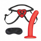 Красный поясной фаллоимитатор Red Heart Strap on Harness   5in Dildo Set - 12,25 см. - Lux Fetish - купить с доставкой в Ельце