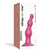 Розовая насадка Strap-On-Me Dildo Plug Beads size L - Strap-on-me - купить с доставкой в Ельце
