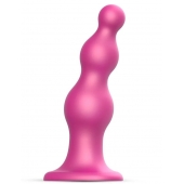 Розовая насадка Strap-On-Me Dildo Plug Beads size L - Strap-on-me - купить с доставкой в Ельце