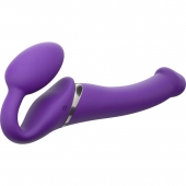 Фиолетовый безремневой вибрострапон Vibrating Bendable Strap-On - size L - Strap-on-me - купить с доставкой в Ельце
