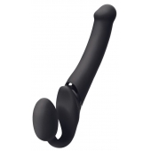 Черный безремневой вибрострапон Silicone Bendable Strap-On - size XL - Strap-on-me - купить с доставкой в Ельце