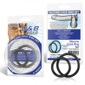 Набор из двух черных силиконовых колец разного диаметра SILICONE COCK RING SET - BlueLine - в Ельце купить с доставкой