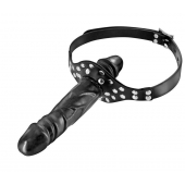 Черный кляп-фаллоимитатор Double Penis Gag - Fetish Tentation - купить с доставкой в Ельце