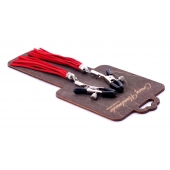 Металлические зажимы на соски с красными замшевыми кисточками - Crazy Handmade - купить с доставкой в Ельце