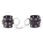 Черные кожаные наручники с люверсами - Crazy Handmade - купить с доставкой в Ельце