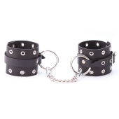 Черные кожаные оковы с люверсами - Crazy Handmade - купить с доставкой в Ельце