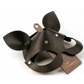 Черная кожаная маска  Кошка  с маленькими ушками - Crazy Handmade - купить с доставкой в Ельце