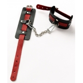 Черные оковы с красным декором и заклепками - Crazy Handmade - купить с доставкой в Ельце