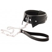 Черный ошейник-воротничок с металлическим поводком - Crazy Handmade - купить с доставкой в Ельце