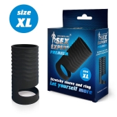 Черная открытая насадка на пенис с кольцом для мошонки XL-size - 8,9 см. - Sex Expert - в Ельце купить с доставкой