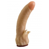 Телесная гелевая насадка-фаллос с клиторальными лепестками - 18,5 см. - LOVETOY (А-Полимер) - купить с доставкой в Ельце