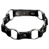 Кожаный черный ошейник с кольцами - Sitabella - купить с доставкой в Ельце