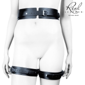 Черный кожаный пояс с гартерами - S-M - Notabu - купить с доставкой в Ельце