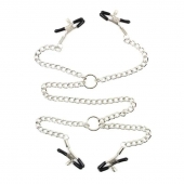 Серебристые зажимы для сосков и половых губ на тонкой цепочке - Notabu - купить с доставкой в Ельце