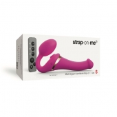 Ярко-розовый безремневой страпон Multi Orgasm Size S с клиторальной стимуляцией - Strap-on-me - купить с доставкой в Ельце