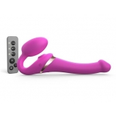 Ярко-розовый безремневой страпон Multi Orgasm Size S с клиторальной стимуляцией - Strap-on-me - купить с доставкой в Ельце