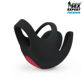 Черная вибронасадка на пенис и мошонку Sex Expert - Sex Expert - в Ельце купить с доставкой