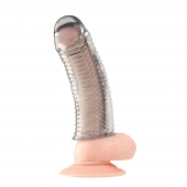 Текстурированная насадка на пенис Clear Textured Penis Enhancing Sleeve Extension - 16,5 см. - BlueLine - в Ельце купить с доставкой
