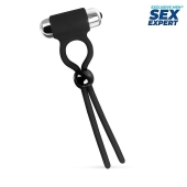 Черное эрекционное кольцо-лассо с вибрацией - Sex Expert - в Ельце купить с доставкой
