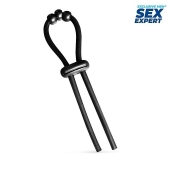Черное эрекционное кольцо со стимулирующими бусинами - Sex Expert - в Ельце купить с доставкой