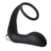 Черное эрекционное кольцо с вибропробкой Vibrating Anal Plug With Cockring - Dream Toys - в Ельце купить с доставкой