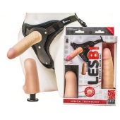Телесный страпон Harness LESBI с вагинальной пробкой - 16,5 см. - LOVETOY (А-Полимер) - купить с доставкой в Ельце