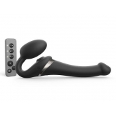 Черный безремневой страпон Multi Orgasm Size S с клиторальной стимуляцией - Strap-on-me - купить с доставкой в Ельце
